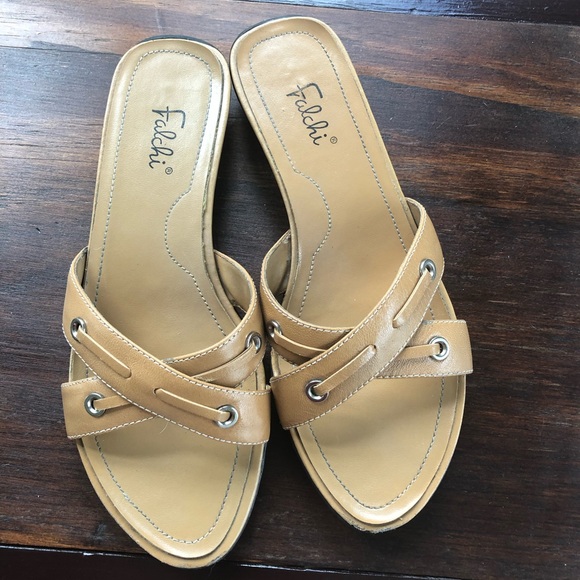 Carlos Falchi Brown Leather Sandals Size 6 - Picture 2 of 4